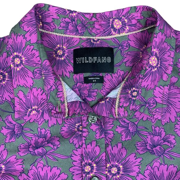 Wildfang The Essential Button Up Shirt sz 2X Unisex Floral Green Pink BOHO - Picture 2 of 9
